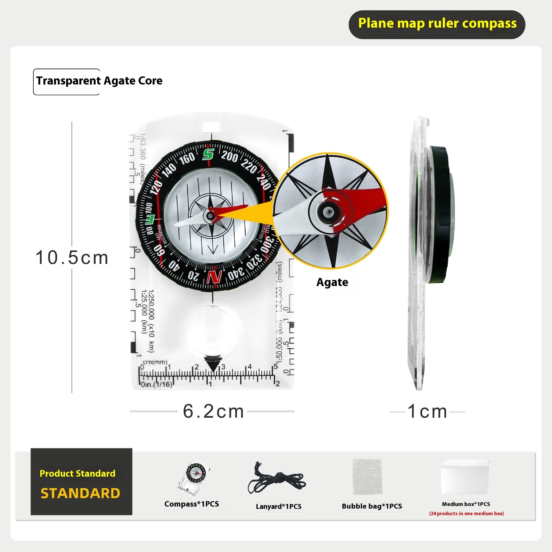 Outdoor Multifunctional Compass Compass Acrylic